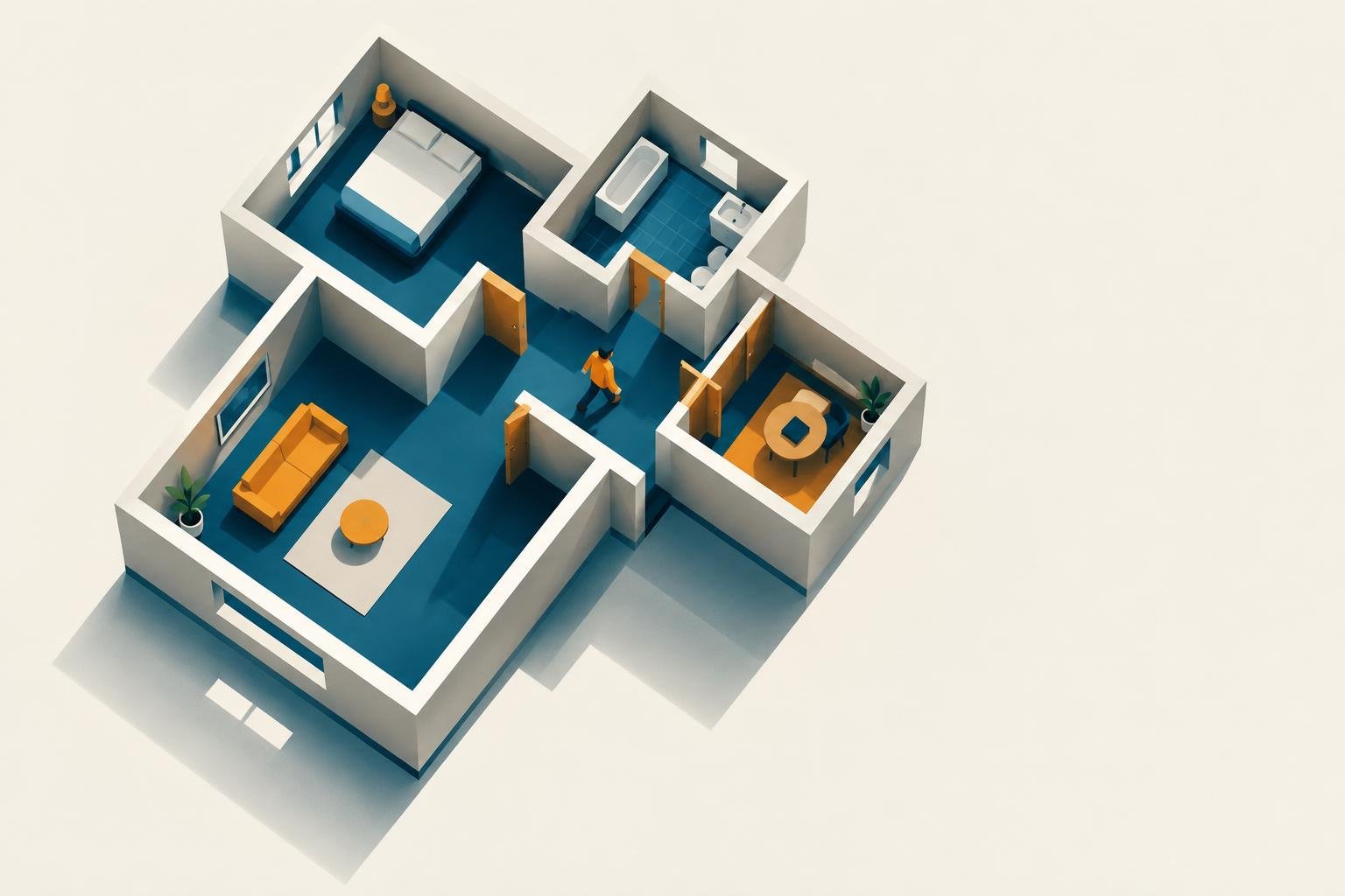 A miniature building model shows connected rooms and a clear route between related spaces, representing helpful links between blog posts.