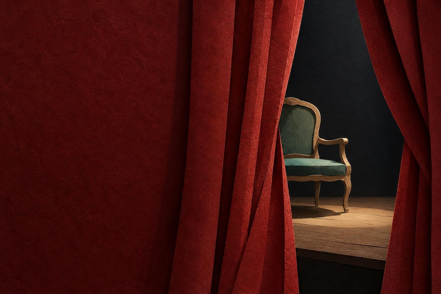 A theater curtain opens slightly to reveal one stage prop, illustrating how a blog introduction previews the article.